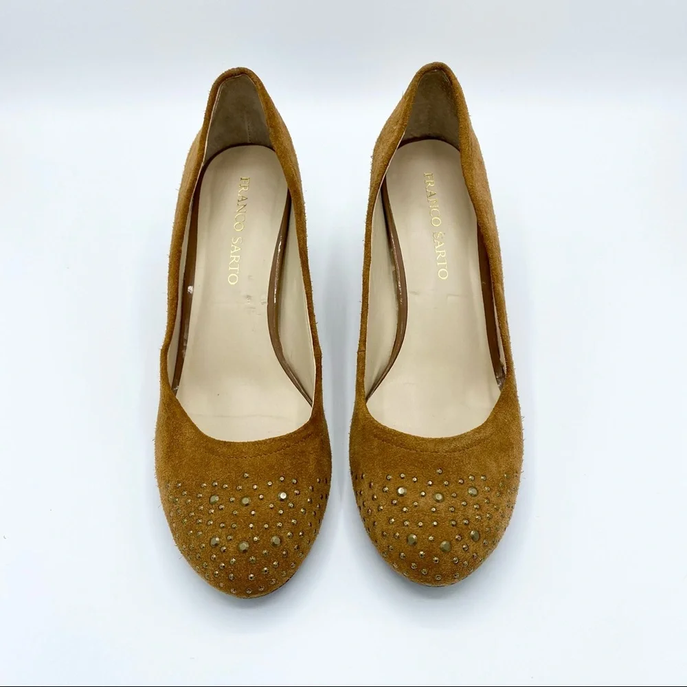 Franco Sarto Zinc Embellished Suede Wedges Size 10